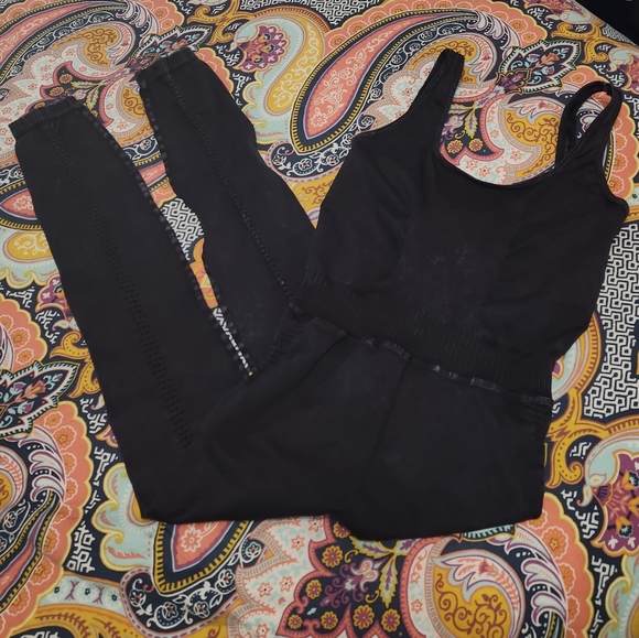 Free People Fp Movement Good Karma Onesie washed black XS/S activewear workout - Picture 6 of 10